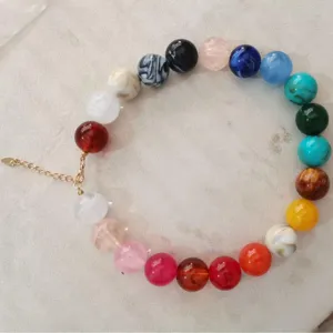 Amazon collana di perle rotonde in resina colorata 20mm gioielli da festa per donne