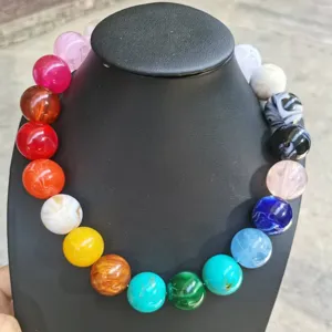 Collana girocollo colorata con perle rotonde in resina 20mm moda festa per donne stile casual