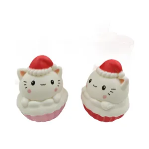 Noël chat squishy rebond lent jouet mignon jouet de soulagement du stress de bureau