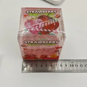 Crystal strawberry squishy toy transparent box cute fruit stress relief toy for kids