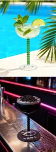 Creative bead stem cocktail glass retro coupe glass for home bar party unique glassware.