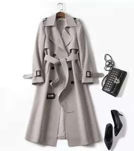 Women's mid-length trench coat spring autumn Korean style elegant overcoat outerwear