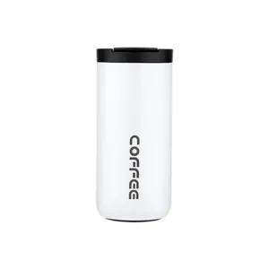 Minimalistischer 304 Edelstahl isolierter Kaffebecher tragbarer Reisetasse weiss