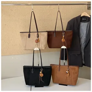 Dames vintage suède shopper tas grote capaciteit schoudertas herfst bruin zwart stijlvol
