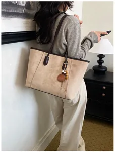Vrouwen vintage suède shopper tas grote capaciteit bruine schoudertas stijlvol