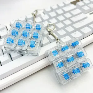 Fidget 9-Key Mechanical Keyboard Switch Keychain Clear Stress Relief Toy Transparent