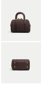 Autumn Winter Boston Handbag Vintage Plaid Crossbody Bag Chic Top Handle Pillow Bag