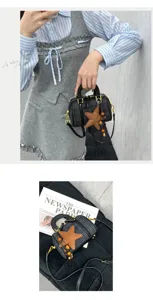Detailed view of stylish plaid Boston handbag showing premium hardware and star charm.