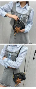 Autumn winter plaid Boston bag chic handbag stylish shoulder bag versatile pillow bag for women