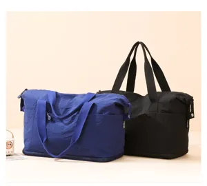 Large capacity casual nylon tote bag, stylish Japanese style shoulder travel bag for daily commute.