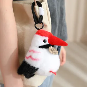 Fluffy bird plush pendant cute keychain bag charm soft stuffed animal toy accessory