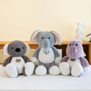 Cute forest animal plush toys set, cute koala elephant hippo stuffed dolls for kids birthday gifts.