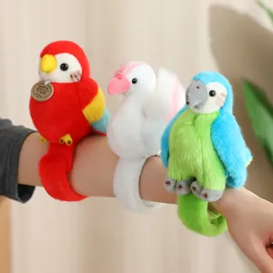 Plush parrot slap bracelet wristband cute stuffed bird doll toy animal fashion accessory for kids
