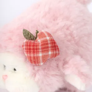 Süßes rosa Lamm Plüschtier flauschiges Kuscheltier mit Karo Apfel Ornament für Geschenk