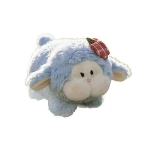 Süßes blaues Schaf Plüschtier flauschiges Lamm Stofftier Puppe Tischdekoration Geschenk.