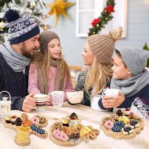 Weihnachten Cartoon Bambus Serviertablett für Party Dessert Plätzchen Obst Teller