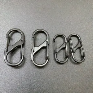 Schwarzes S-förmiges Karabiner-Set, langlebige Metall-Doppelfeder-Schnapphaken für Alltag