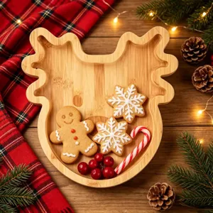Weihnachten Rentier Holz Serviertablett, süßer festlicher Kekse und Dessert Teller Dekor.