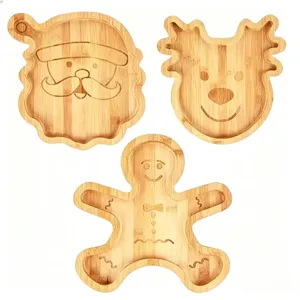 Weihnachten Holz Cartoon Form Essen Serviertablett für Party Kekse Dessert Dekoration Teller