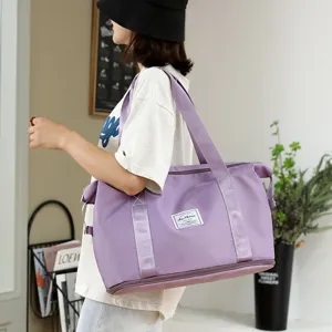 Foldable travel duffel bag large capacity fitness gym bag waterproof luggage shoulder bag for women