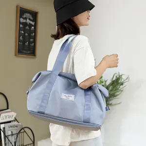 Travel duffel bag gym bag lightweight waterproof sports fitness bag with shoe compartment