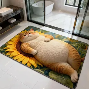 Cartoon Animal 3D Visual Diatom Mud Floor Mat Absorbent Anti Slip Door Mat Cute Cat Dog Pattern Bathroom Entrance Rug