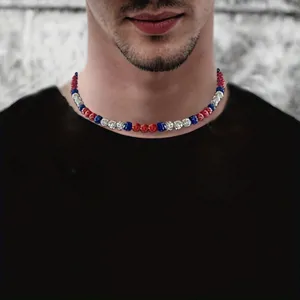 Men's colorful beaded necklace hip hop sports style fashion jewelry for daily wear and party.
