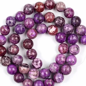 Perles rondes en jaspe impérial violet naturel pour accessoires de bijoux faits main DIY.