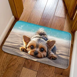 3D visual cute puppy floor mat, absorbent non-slip diatomite mat for bathroom and entryway.