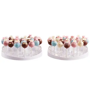 Clear acrylic 22-hole lollipop display stand holder for cake pops and candies detail view