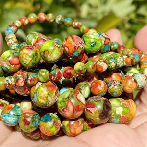 Perles rondes en jaspe impérial turquoise naturel pour la fabrication de bijoux DIY.