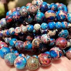 Perles rondes en jaspe impérial naturel pour la fabrication de bijoux DIY, belles pierres.