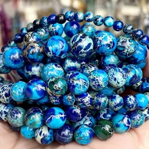 Perles en jaspe impérial naturel turquoise perles rondes fabrication bijoux accessoires