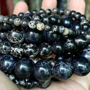 Perles rondes en pierre de jaspe impérial naturel en vrac pour bijoux DIY faits à la main