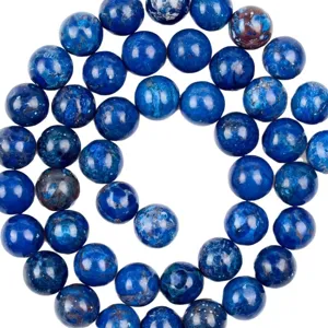 Perles rondes en jaspe impérial bleu naturel pour fabrication de bijoux vue principale.