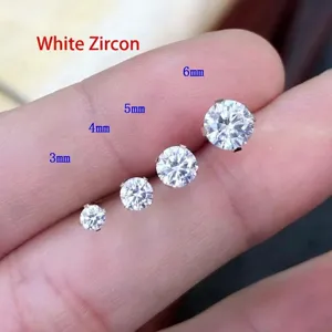Four prong cubic zirconia stud earrings in various sizes from 3mm to 6mm for daily wear.