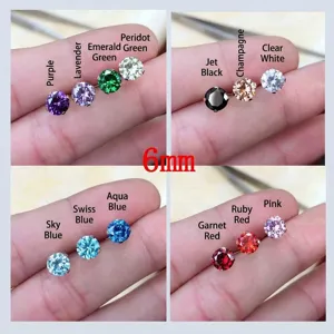 14k gold filled cubic zirconia stud earrings multi-color sparkling crystal gemstone ear jewelry