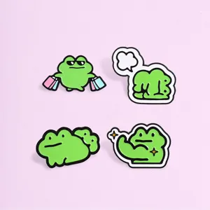 Cartoon Frog Enamel Pin Zinc Alloy Animal Brooch Funny Meme Gym Shopping Badge For Clothes Backpack Accessories Jewelry Gift
