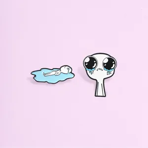 Cartoon Weinende Figur Zinklegierung Emaille Pin Minimalistische Handgezeichnete Figur Brosche Abzeichen Für Rucksack Jacke Dekoration Unisex Schmuck