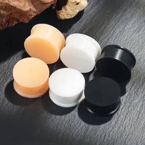 3 pairs solid soft silicone ear tunnels and plugs double flared saddle piercing stretchers