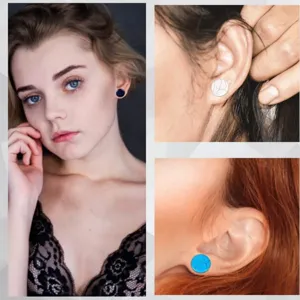 Set de expansores y dilatadores de oreja de material mixto joyería corporal piercing moda