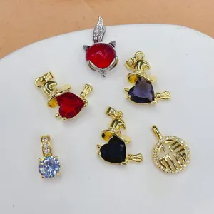 Mode Kupfer Vergoldet Zirkonia Anhänger Luxus Hexenhut Herz Anhänger Segen Zeichen Charms Für Halskette DIY Schmuck Zubehör