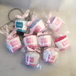 Cupcake packaged fuzzy winter warm socks novelty gift women mid-tube cozy thick socks