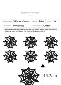 Set de table araignée noir en intissé pour la décoration de fête d'Halloween originale