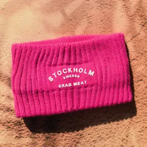 Bandeau en tricot épais large cache-oreilles hiver sport yoga rose accessoire cheveux