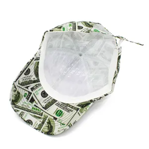 Gorra de béisbol con estampado de dólar y correa ajustable, sombrero protector solar.