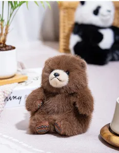 Cute brown bear plush toy fluffy animal doll children companion soothing fabric doll