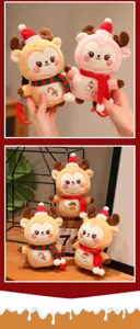 Cute Christmas reindeer plush toy pendant, soft elk doll keychain for bags and keys.