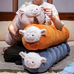 Morbido Cartone Animato Zucca Pecora Cuscino Lungo Peluche Animale Pecora Bambola Giocattolo Lenitivo Per Ragazze Arredamento Casa 90cm