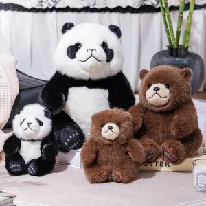 Cute Realistic Panda Brown Bear Plush Toy Soft Stuffed Animal Doll For Kids Comforting Accompany Home Decoration Gift